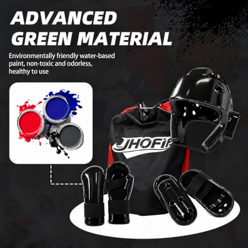 8 Piece Martial Arts Sparring Gear Set, Headgear, Gloves & Foot Pads - color: Black, size: X-Large