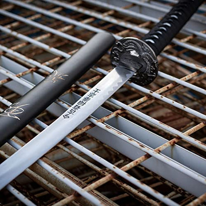 MASTER USA - Hand Carved Katana Sword with Samurai Bushido Code on Scabbard, 1045 Steel, 41.5 Inches Overall, Includes Display Stand - color: Sword of Loyalty