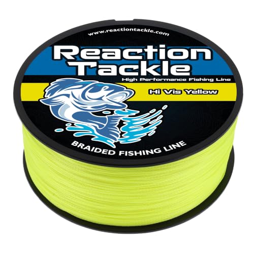 Reaction Tackle Braided Fishing Line, Pro Grade Braid, Fresh and Saltwater - color: Hi Vis Yellow, size: 6 Lb (300 Yards)