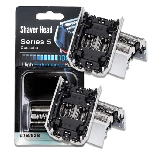 2Pack 52S Replacement Head Compatible with Braun Series 5 Electric Shaver - color: silver