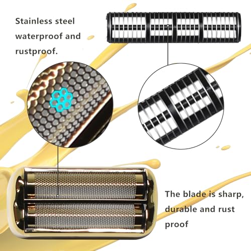 Replacement Foil and Cutter for BaBylissPRO Barberology Electric Shaver, Double Foil Shaver Replacement Head Compatible with BaBylissPRO Barberology FXFS2 Razors, 2PCS - color: Gold-2pcs