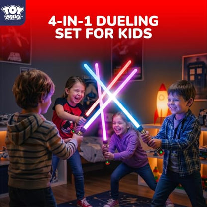 TOY Life Light Up Saber - 4 Pack Lightup Saber, Telescopic Extendable & Collapsable, LED Light Sword Set with Motion Sensitive FX Sound, Light Up Sword for Kids Adults - style: 4-Pack