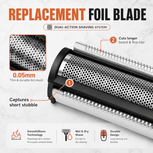 2Pcs Shaver Replacement Foil Blade Compatible with MANSCAPED Lawn Mower 5.0 - color: Black 2 Pcs