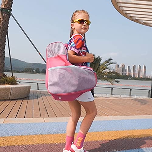 Roller Skate Bag with Adjustable Shoulder Strap for Kids and Adults to Hold Inline Skates and Knee Pads - color: Pink
