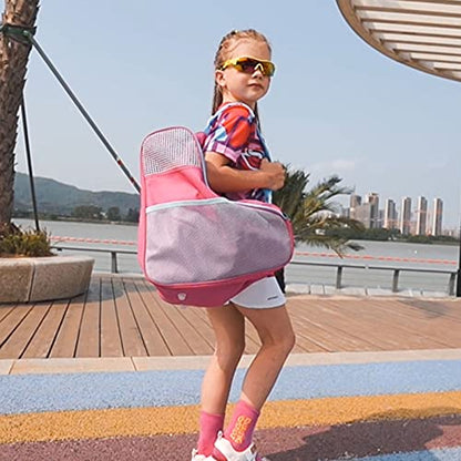 Roller Skate Bag with Adjustable Shoulder Strap for Kids and Adults to Hold Inline Skates and Knee Pads - color: Pink
