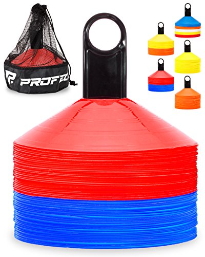 Pro Disc Cones Set of 50 - Agility, Soccer, Sports Training - color: Blue and Red