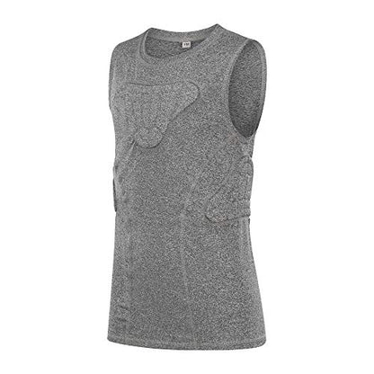 Youth Padded Compression Shirt Vest Rib Chest Protector Football Baseball - color: Padded Vest Gray, size: Medium