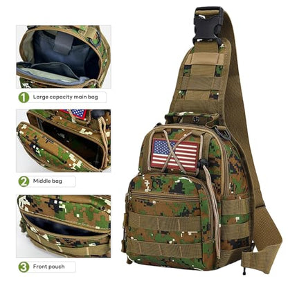 JUMAHE 80L 2-Pack Hiking Backpack for Men with Sling Tactical Backpack - Rucksack Molle Military Tactical Waterproof Lightweight Camping Backpack 3 Day Assault Pack for Travel, Climbing, Backpacking - color: 80l Green - Pro(900d Fabric) + Sling Bag Bundle