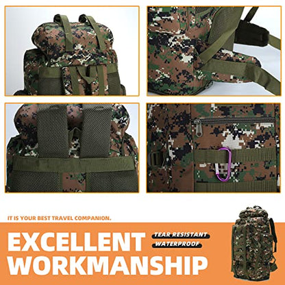 100L Hiking Camping Backpack MOLLE Rucksack Waterproof Daypack for Traveling (Woodland Camo) - color: Woodlandcamo