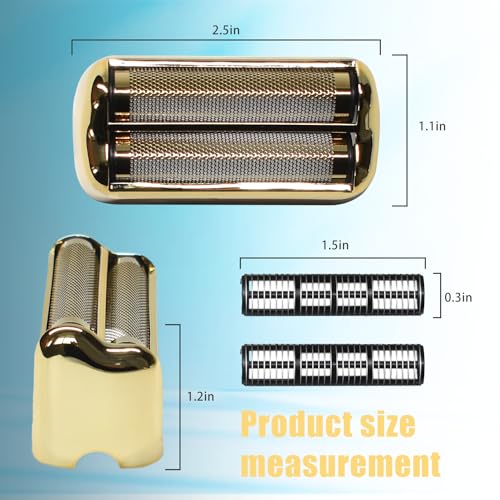 Replacement Foil and Cutter for BaBylissPRO Barberology Electric Shaver, Double Foil Shaver Replacement Head Compatible with BaBylissPRO Barberology FXFS2 Razors,Golden - color: Gold-1pcs