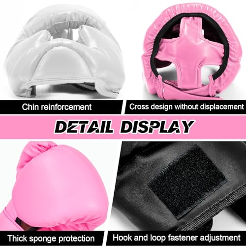 Kanayu 3 Pcs Boxing Headgears 3 Pair Gloves Set - color: Black, White, size: Adult