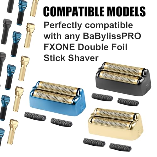 FXONE Shaver Replacement Foil and Cutter Compatible with BaBylissPRO FXONE Double Foil Stick Shaver,FX79RF2G Hypoallergenic Extra-close Shaver Replacement Head (Black/1 Pack)