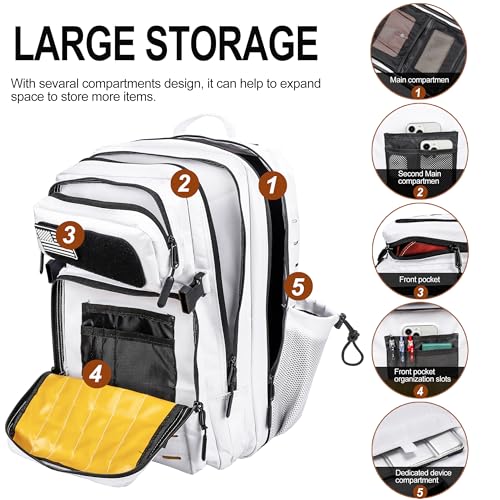 LHI Tactical Military Backpack for Men 25L/45L Large Molle Army Assault Pack 3 Day Hiking Rucksack With Bottle Holder - color: Silver White, size: 45L