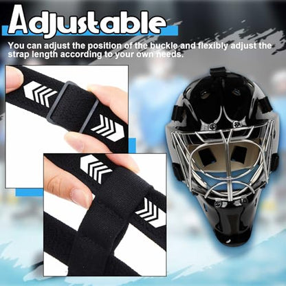 5 Point Goalie Mask Strap Harness, Hockey Helmet Repair Kit - color: Black