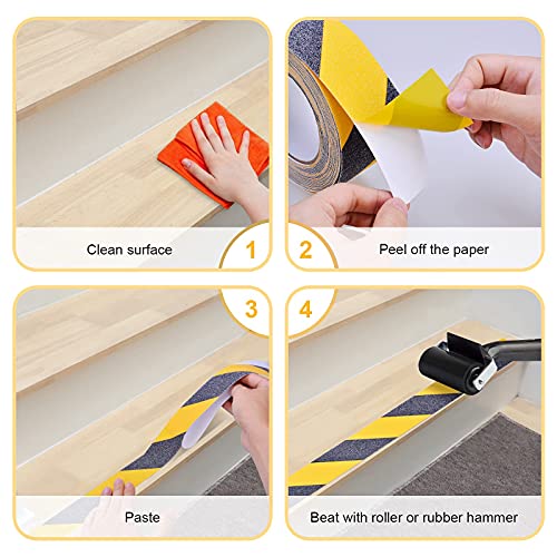 Anti Slip Tape, Waterproof Self Adhesive Yellow/Black 2"x16Ft Grip Tape - size: 2 Inch x 16 Feet