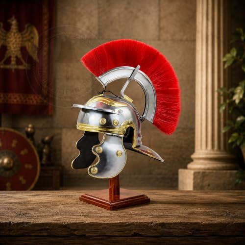 Nagina International Medieval Century Red Crest Roman Centurion Gallic Smiths Helmet For Gladiators Warriors For LARPERS