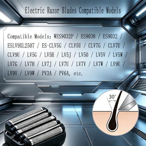 For Panasonic Arc 5 Replacement Blades and Foil,Electric Razor Blades Compatible with WES9032P ES9032 ES9034 ES9036 ES9038, Replacement Blades Fits Models ES-LV61, ES-LV65, ES-LV67, ES-LV95