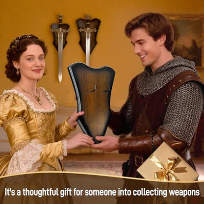 Sword Plaque Wall Mount Vertical Display Holder Adjustable Stand for Bow Medieval Dagger Axe (1pcs Large Brown) - color: 1pcs Large Brown