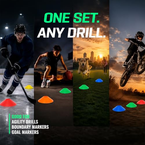 Agility Training Cones 25 Pack, Soccer Disc Cones with Holder, 5-Color Sports Cones for Speed - style: 50 Pack