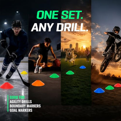 Agility Training Cones 25 Pack, Soccer Disc Cones with Holder, 5-Color Sports Cones for Speed - style: 50 Pack