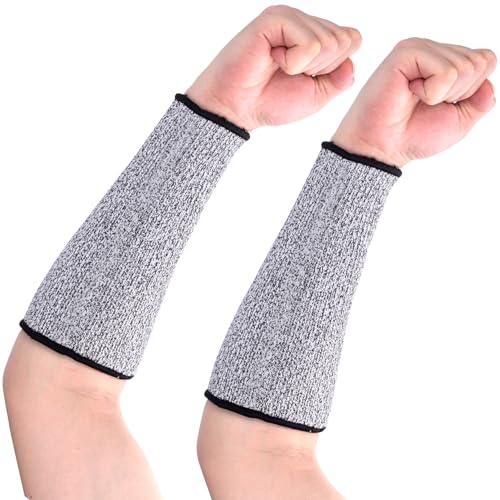 PAGOW Cut Resistant Sleeves for Arm Protection, Bite-Proof Forearm Protector, Gardening Sleeves for Thin Skin - color: Gray