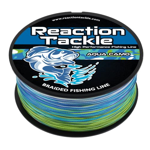 Reaction Tackle Braided Fishing Line, Pro Grade Braid, Fresh and Saltwater - color: Camo Aqua, size: 6 Lb (300 Yards)