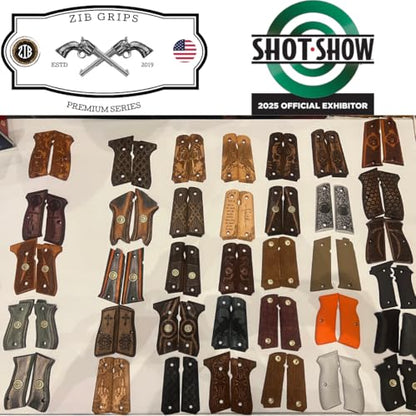 Art Series 1911 Pistol Grips – Handcrafted Walnut Wood Panels with Unique Engraved Designs | Oil Finish | Fits Full-Size 1911 Clones - color: Wave Pattern