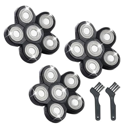 6 Head Shaver Replacement Heads for Many Brands Bald Men's Electric Shaver - color: Black 6 Head/3pcs