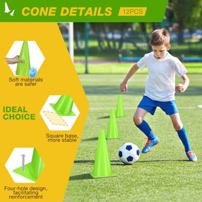 12 Inch Traffic Cones,12pcs Training Sports Cones,Parking Cones - color: green