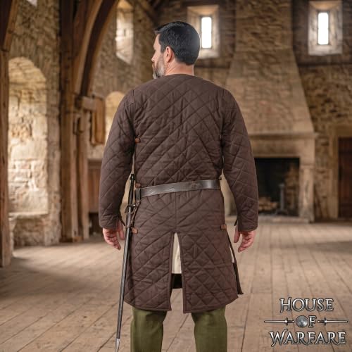 Medieval Gambeson Men Jacket | Padded Gambeson Coat 13th Century 2-Layer – Quilted Cotton Arming Wear - color: Brown, size: Medium