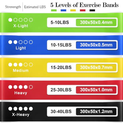 Resistance Bands for Working Out, 5 Levels Elastic Exercise Bands - color: Multicolor