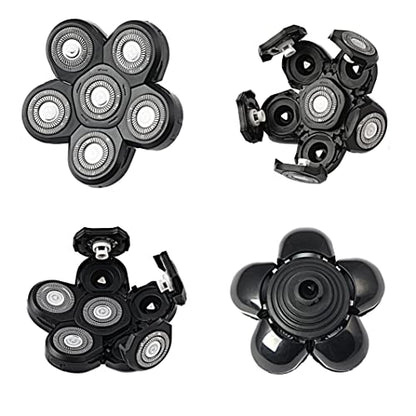 6 Blade Shaver Replacement Heads for Bald Men with Blade Cover (Black) - color: Black1