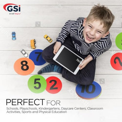 GSi Non-Slip Floor Spot Markers for Sports, Therapy & Classroom - size: 6.⁠ ⁠Number