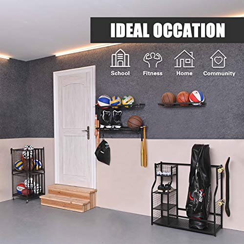 Mythinglogic 3-Piece Wall Mount Ball Storage and Sports Equipment Organizer