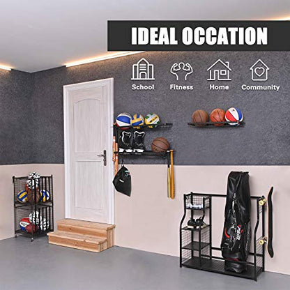 Mythinglogic 3-Piece Wall Mount Ball Storage and Sports Equipment Organizer
