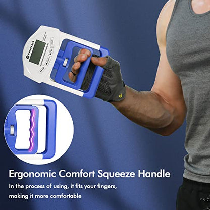 Digital Grip Strength Tester, 198 lb Hand Dynamometer, Blue