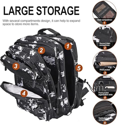 LHI Tactical Military Backpack for Men 25L/45L Large Molle Army Assault Pack 3 Day Hiking Rucksack With Bottle Holder - color: Black Lightning, size: 45L