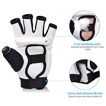 Xinluying MMA Gloves, 8mm EVA Padding, Adjustable Wrist Strap, Women & Kids - color: White, size: Small