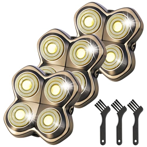 3 Pack Pro 4 Shaver Replacement Heads Compatible with Skull Pitbull Series - color: Golden Foil 3 Pack