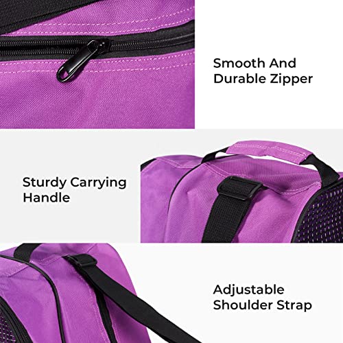 Roller Skate Bag with Adjustable Shoulder Strap for Kids and Adults to Hold Inline Skates and Knee Pads - color: Purple