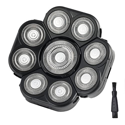 Men's Electric Shavers Replacement Heads Upgraded 9 Blades Head Replaceable Floating Waterproof Electric Razor Shaver Head（Black） - color: Black9