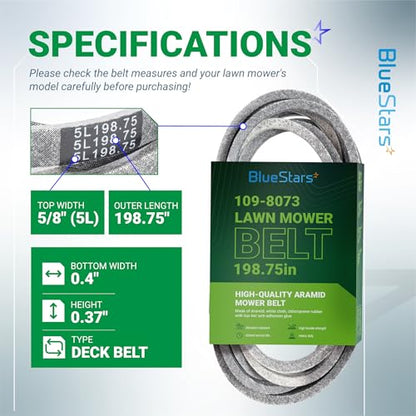 BlueStars 109-8073 Deck Belt | Aramid Cord | 5/8 x 198.75 - size: 109-8073, style: Aramid Cord