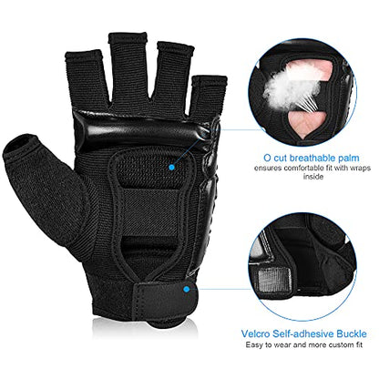 Xinluying MMA Gloves, 8mm EVA Padding, Adjustable Wrist Strap, Women & Kids - color: Black, size: X-Large