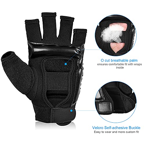 Xinluying MMA Gloves, 8mm EVA Padding, Adjustable Wrist Strap, Women & Kids - color: Black, size: Small