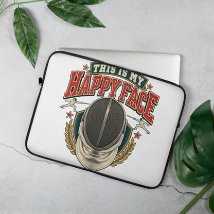 This is My Happy Face Fencing Mask Sword Fighting Sport Graphic Laptop Sleeve - size: 15 Inches