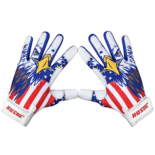 Hushe' American Flag Batting Gloves & Softball Gloves USA Flag Baseball Batting Gloves Youth Kids Baseball Batting Glove for Youth Men Adult & Unisex. - color: White Eagle, size: Adult Small
