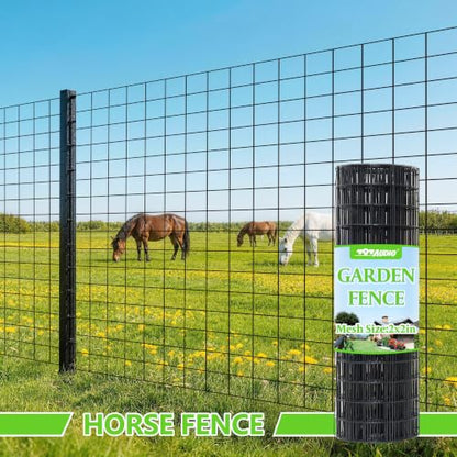 Black PVC Coated Welded Wire Fencing,2"x2" 16 Gauge,36inch H x 100ft L Garden Wire Fence Roll,2/3/4/5/6ft Tall x 50/100 ft Long Vinyl Coating Metal Wire Mesh for Yard,Farm,Dog,Vegetable Protection - color: Black, size: 2"x2" 36inx100ft