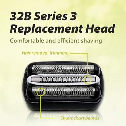 3P 32B Electric Replacement Shaver Head Compatible with Series 3 Shaving Razor Head, Suitable for 3 Series Models 3000s, 3010s, 3040s, and 3050cc. - size: 3 Count (Pack of 1)