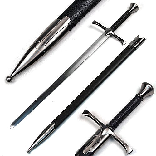 Ace Martial Arts Supply 36" Medieval Knight Arming Sword with Scabbard – Unsharpened Stainless Steel for Cosplay & Display - color: Pommel T5