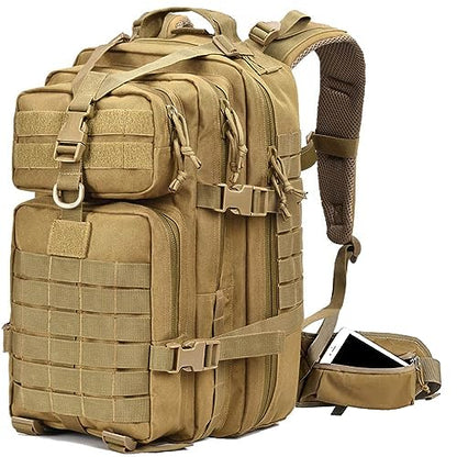 EMDMAK Military Tactical Backpack, 42L Large Military Pack Army 3 Day Assault Pack Molle Bag Rucksack - color: Tan